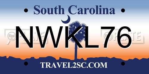 NWKL76 South Carolina License Plate
