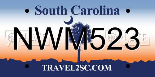 NWM523 South Carolina License Plate