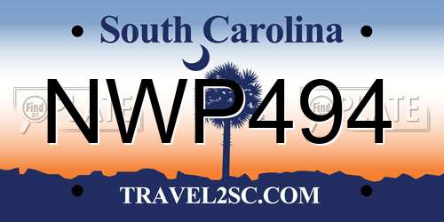 NWP494 South Carolina License Plate