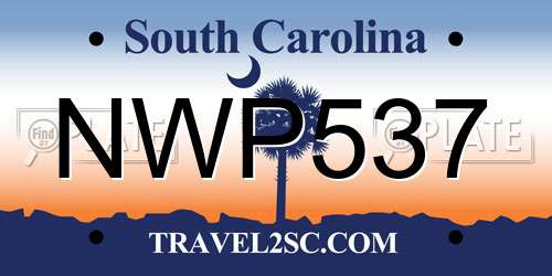 NWP537 South Carolina License Plate