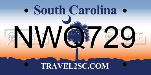 NWQ729 South Carolina License Plate