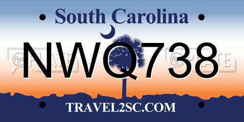 NWQ738 South Carolina License Plate