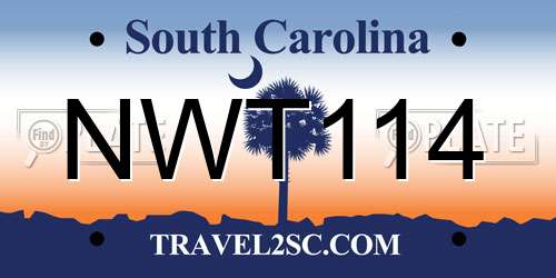 NWT114 South Carolina License Plate