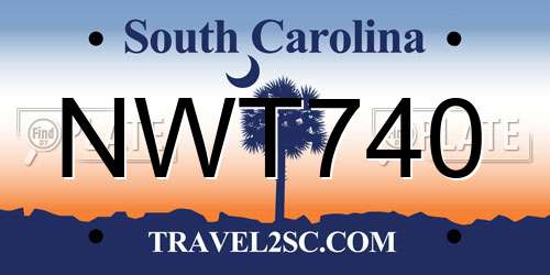 NWT740 South Carolina License Plate