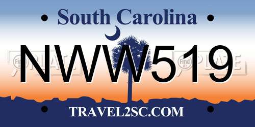 NWW519 South Carolina License Plate