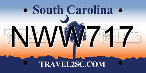 NWW717 South Carolina License Plate