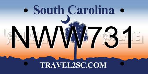NWW731 South Carolina License Plate