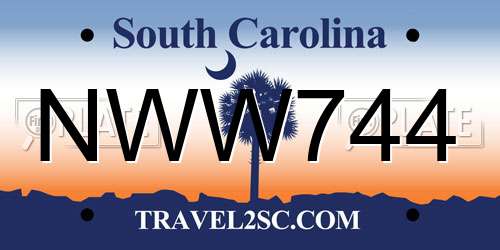 NWW744 South Carolina License Plate