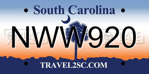 NWW920 South Carolina License Plate