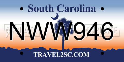 NWW946 South Carolina License Plate