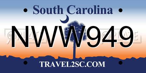 NWW949 South Carolina License Plate