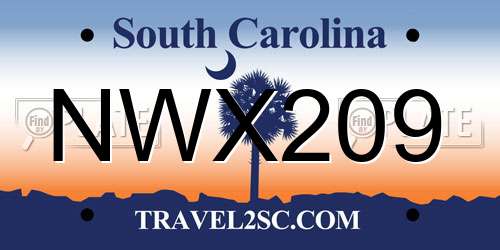 NWX209 South Carolina License Plate