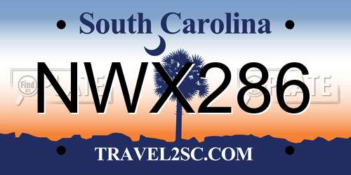 NWX286 South Carolina License Plate