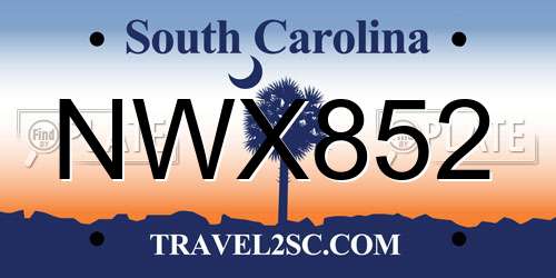 NWX852 South Carolina License Plate