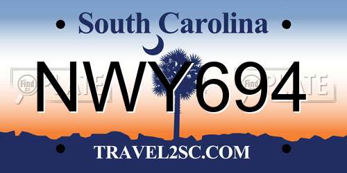 NWY694 South Carolina License Plate