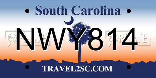 NWY814 South Carolina License Plate