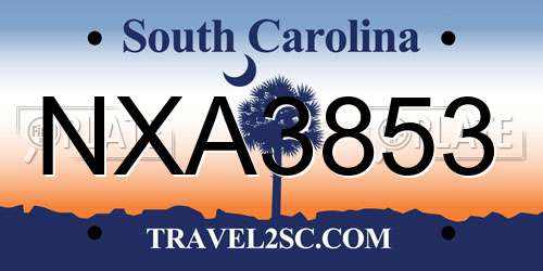 NXA3853 South Carolina License Plate