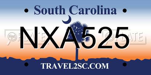 NXA525 South Carolina License Plate
