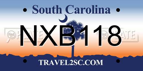 NXB118 South Carolina License Plate