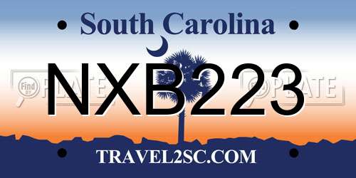 NXB223 South Carolina License Plate