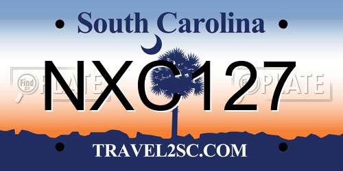 NXC127 South Carolina License Plate