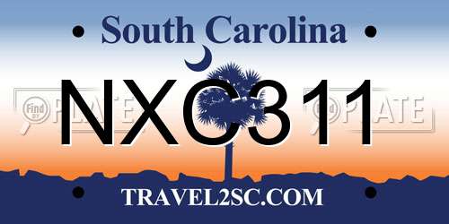 NXC311 South Carolina License Plate