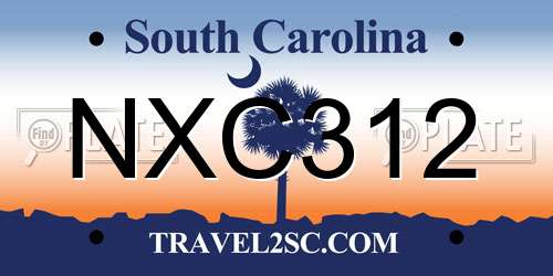 NXC312 South Carolina License Plate