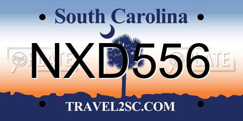 NXD556 South Carolina License Plate
