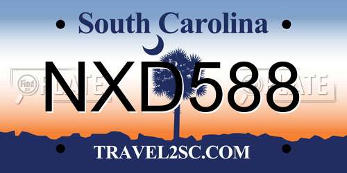 NXD588 South Carolina License Plate