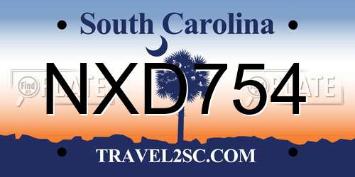 NXD754 South Carolina License Plate