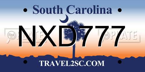 NXD777 South Carolina License Plate