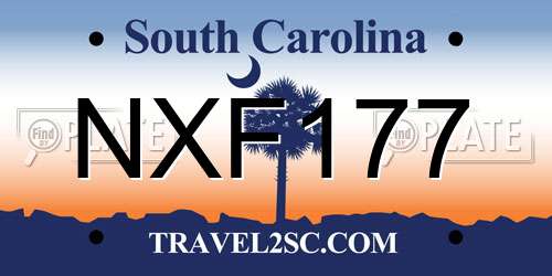 NXF177 South Carolina License Plate