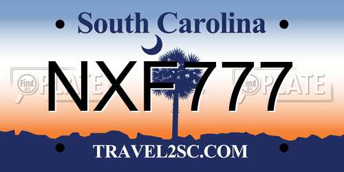 NXF777 South Carolina License Plate