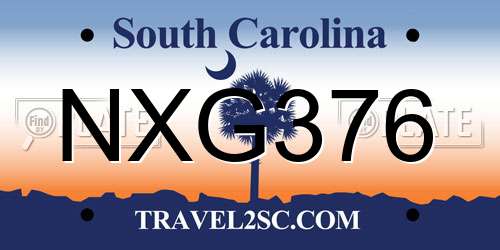 NXG376 South Carolina License Plate