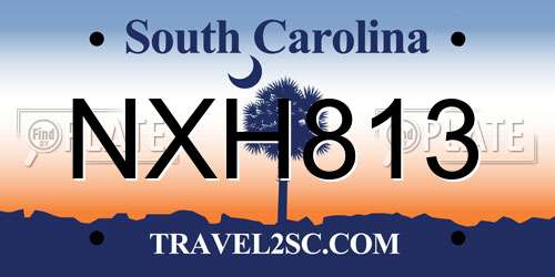 NXH813 South Carolina License Plate