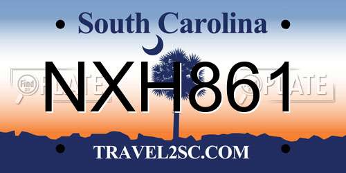 NXH861 South Carolina License Plate