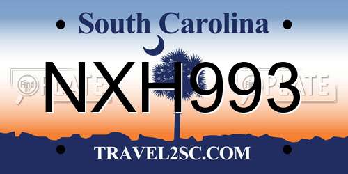 NXH993 South Carolina License Plate