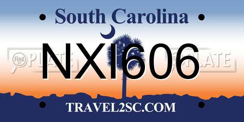 NXI606 South Carolina License Plate