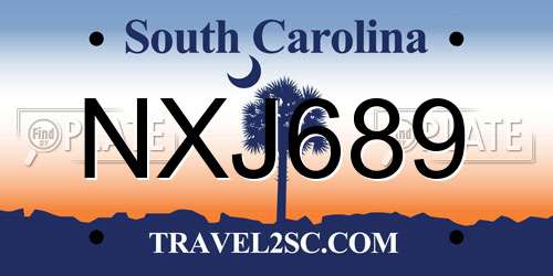 NXJ689 South Carolina License Plate