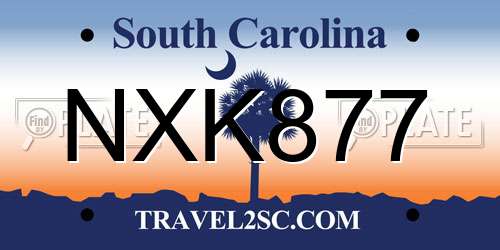 NXK877 South Carolina License Plate