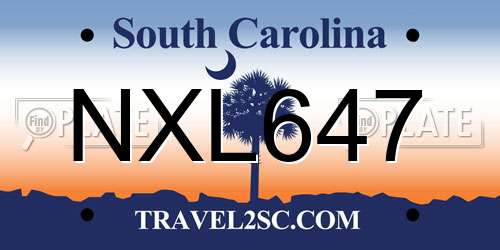 NXL647 South Carolina License Plate