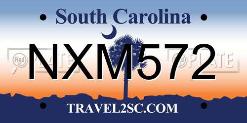 NXM572 South Carolina License Plate