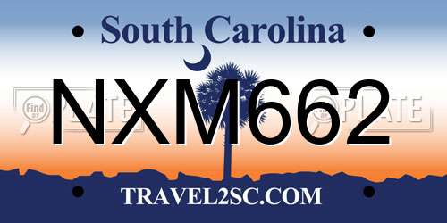 NXM662 South Carolina License Plate