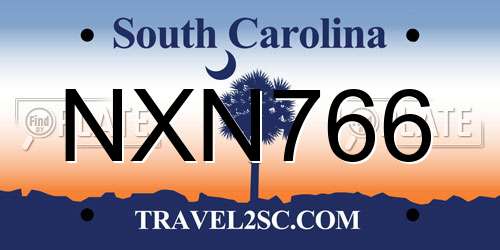 NXN766 South Carolina License Plate