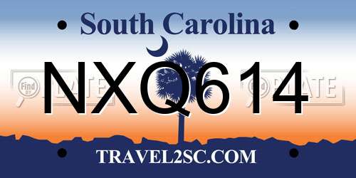 NXQ614 South Carolina License Plate