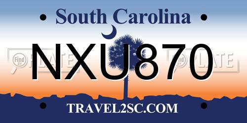 NXU870 South Carolina License Plate