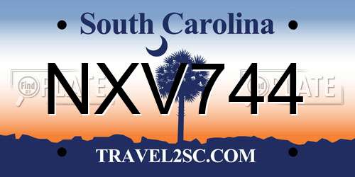 NXV744 South Carolina License Plate