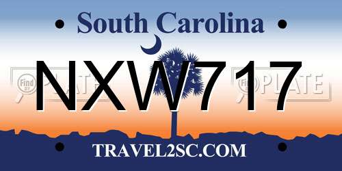 NXW717 South Carolina License Plate