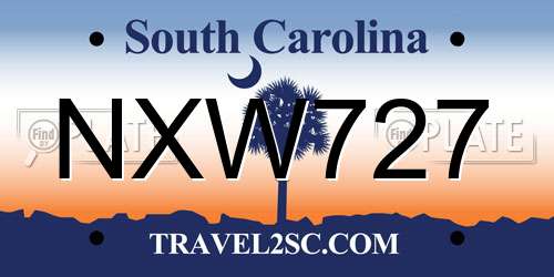 NXW727 South Carolina License Plate