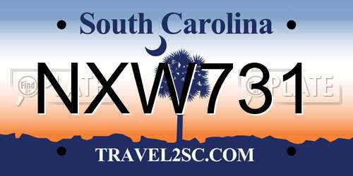 NXW731 South Carolina License Plate